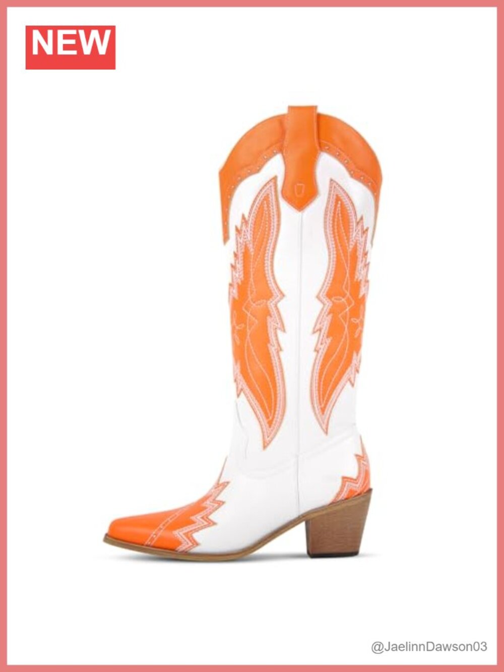 Women's Cowgirl Knee High Boots Embroidered Chunky Heel Pointed Toe